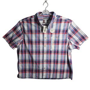 Duluth Trading Co Plaid Short Sleeve  Shirt Untucked Length Mens 2XL Relaxed Fit